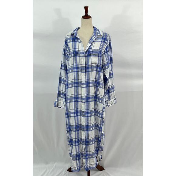 FRANK & EILEEN Sz L Large Plaid Linen Rory Maxi Shirt Dress - Picture 9 of 9